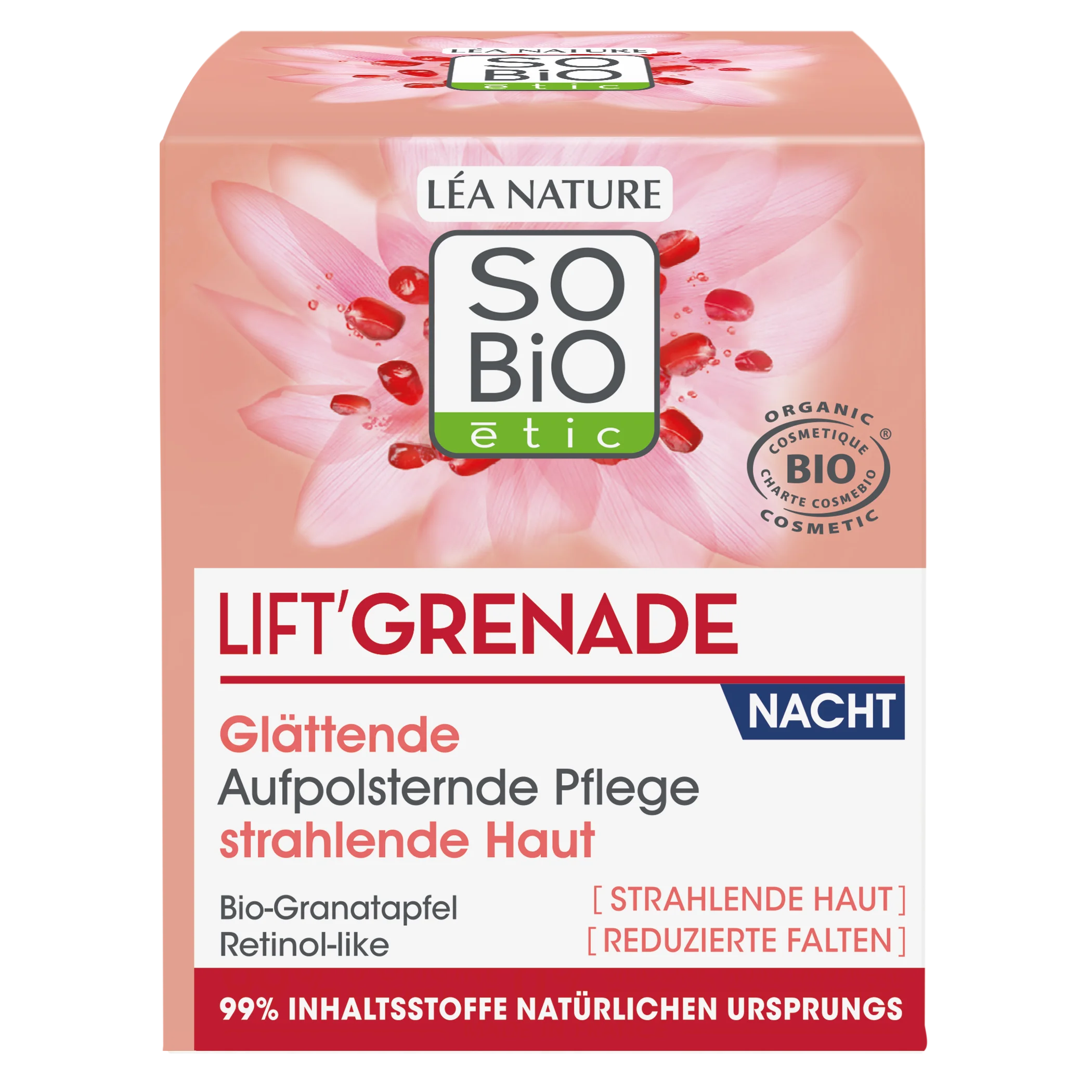 SO’BiO étic Nachtcreme gegen Falten mit aufhellender Wirkung Lift'Grenade BIO (50 ml) – mit Granatapfel
