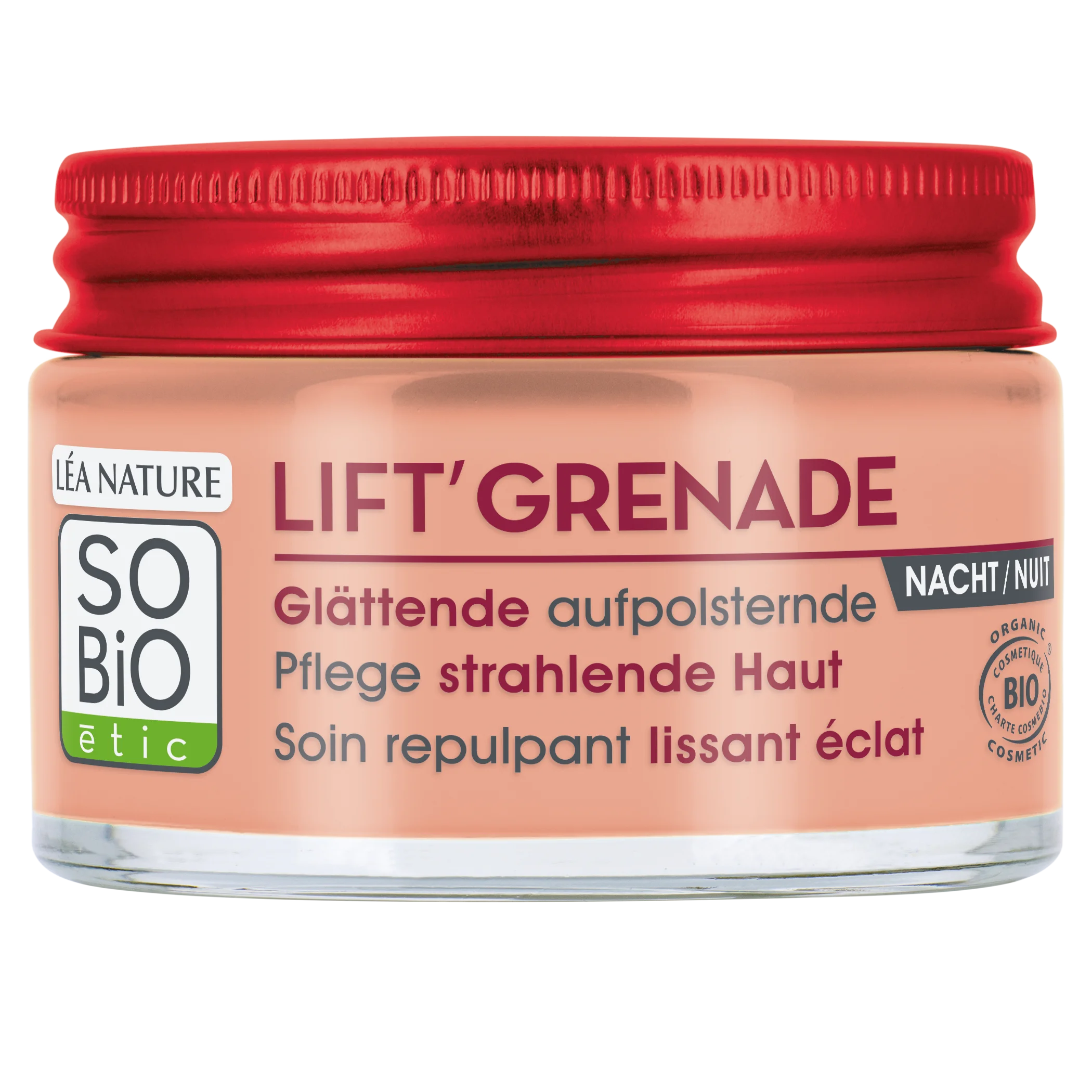 SO’BiO étic Nachtcreme gegen Falten mit aufhellender Wirkung Lift'Grenade BIO (50 ml) – mit Granatapfel