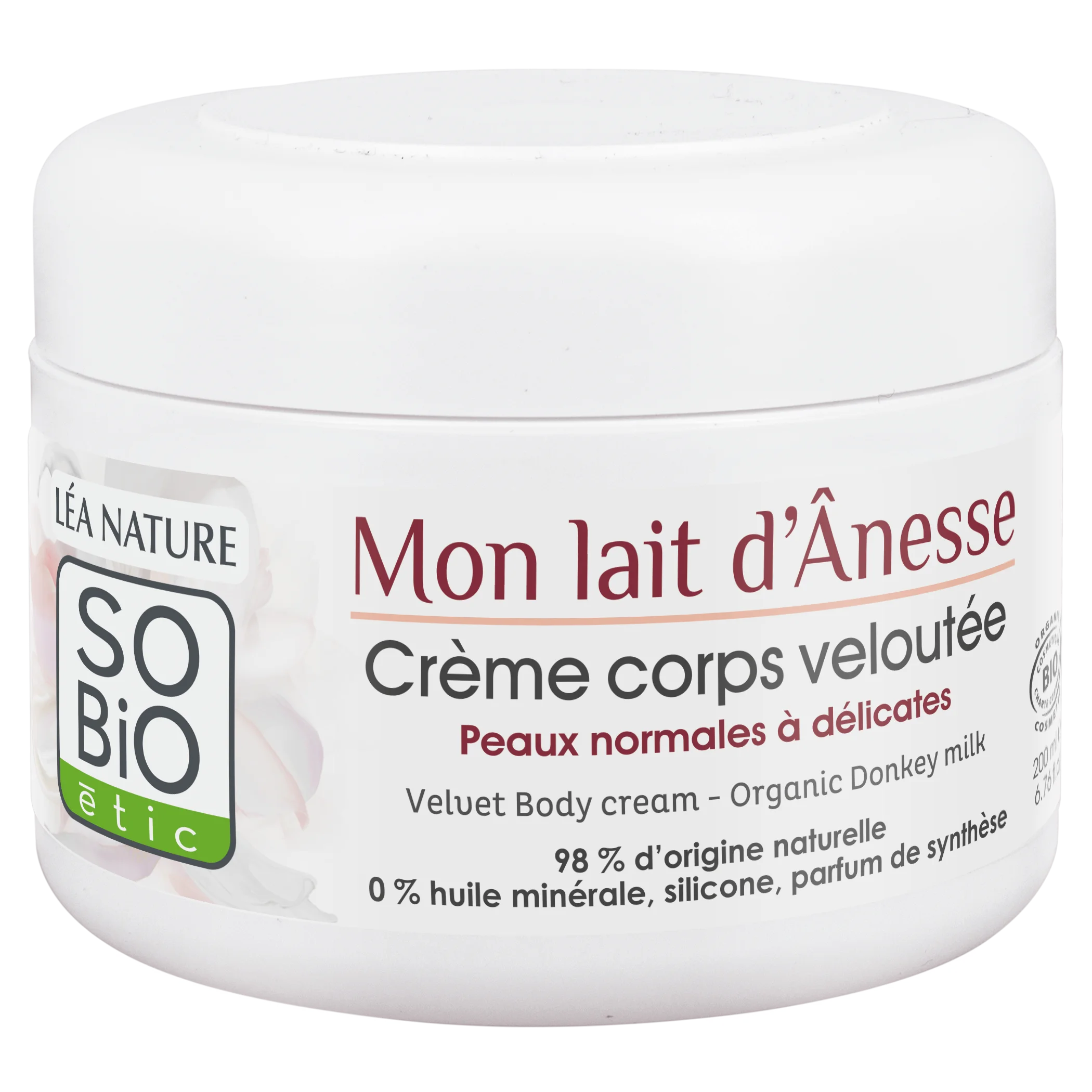 SO’BiO étic Nährende Körpercreme mit BIO-Eselsmilch (200 ml) – auch für empfindliche Haut
