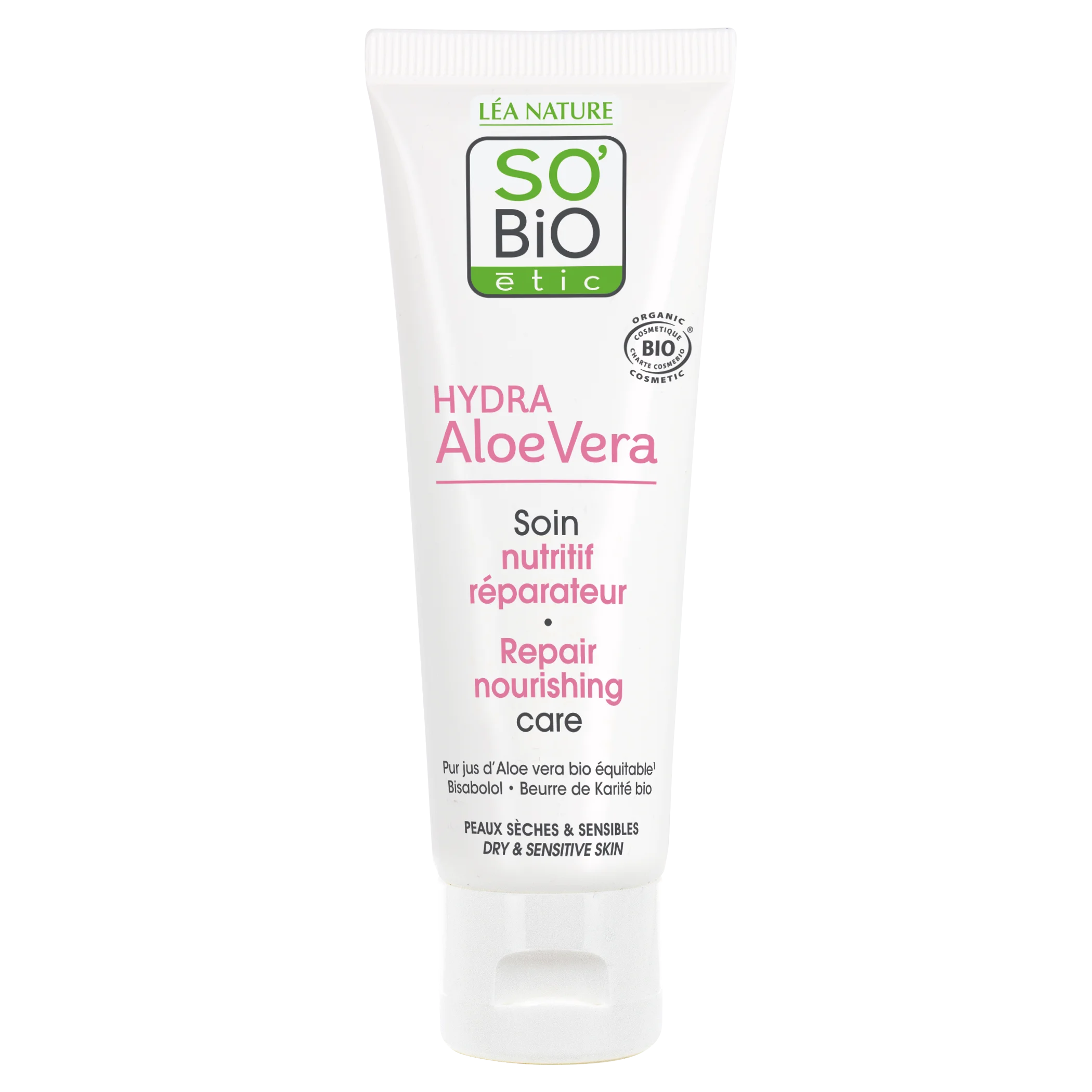 SO’BiO étic Nährende reparierende Pflege mit Aloe vera für empfindliche Haut BIO (50 ml) – spendet der Haut Feuchtigkeit und nährt sie