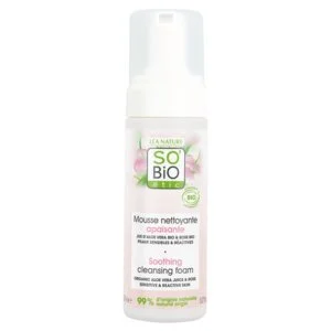 SO’BiO étic Beruhigender Reinigungsschaum Aloe Vera BIO (150 ml) – angereichert mit Rosenwasser