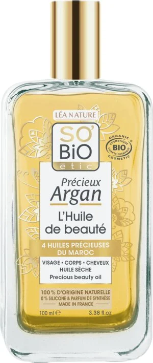 SO’BiO étic Précieux Argan Pflegeöl für Körper, Gesicht und Haare BIO (100 ml) – Elixier der Jugend und Schönheit