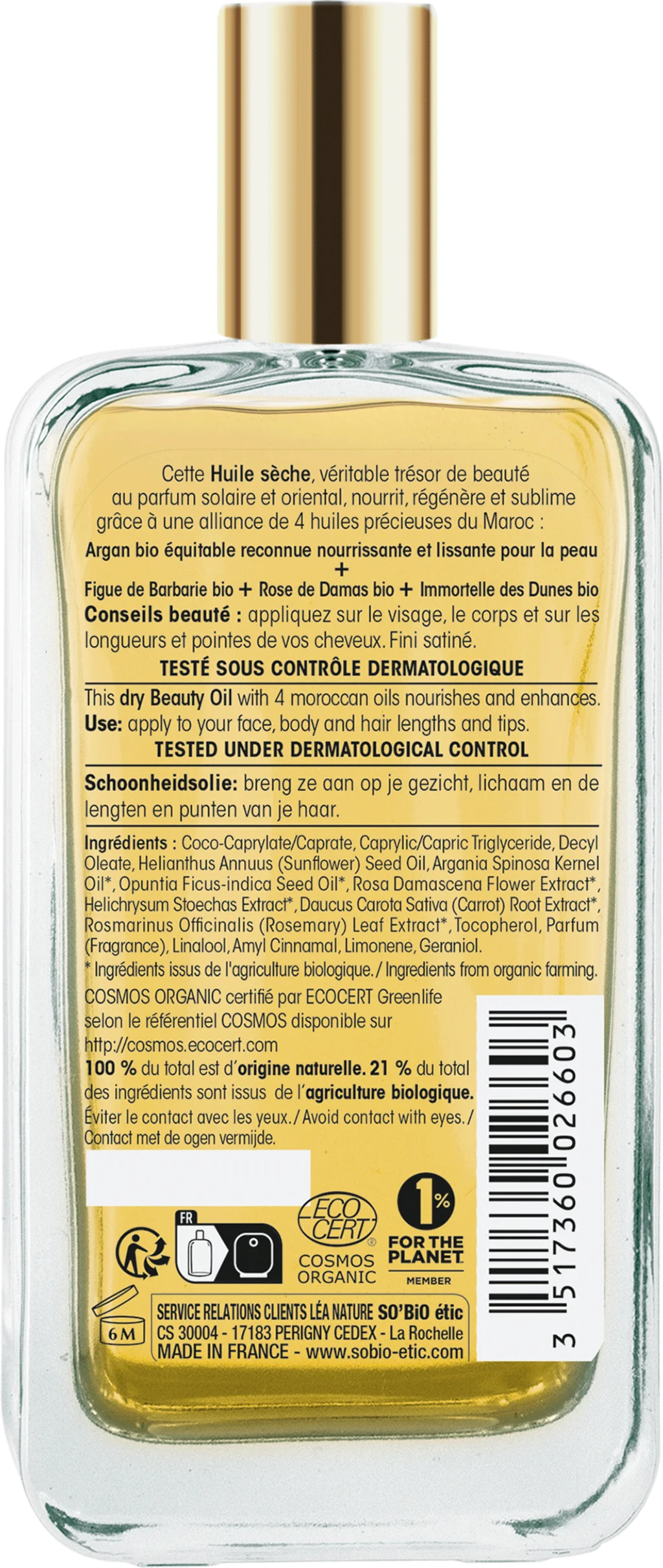 SO’BiO étic Précieux Argan Pflegeöl für Körper, Gesicht und Haare BIO (100 ml) – Elixier der Jugend und Schönheit