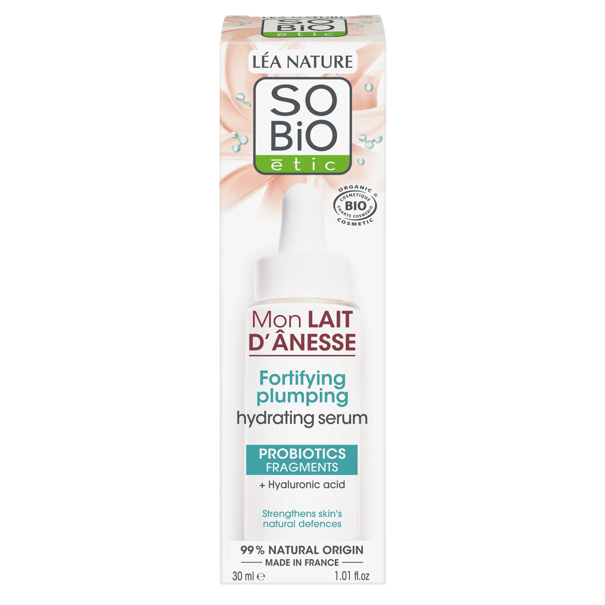 SO’BiO étic Stärkendes Feuchtigkeitsserum mit BIO-Eselsmilch (30 ml) – mit Hyaluronsäure