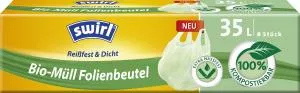 Swirl Biokompostierbare Beutel mit Griffen (6 Stück) - 35 l