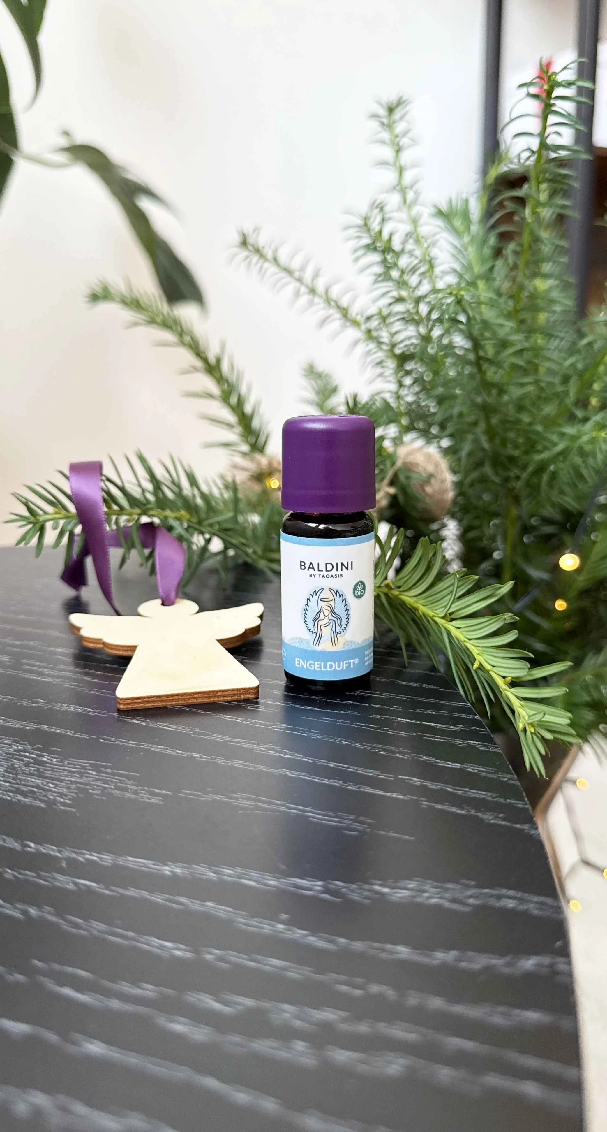 Taoasis Baldini Aroma-Mini-Set Angel Scent BIO (10 ml) – Holzanhänger als Diffusor