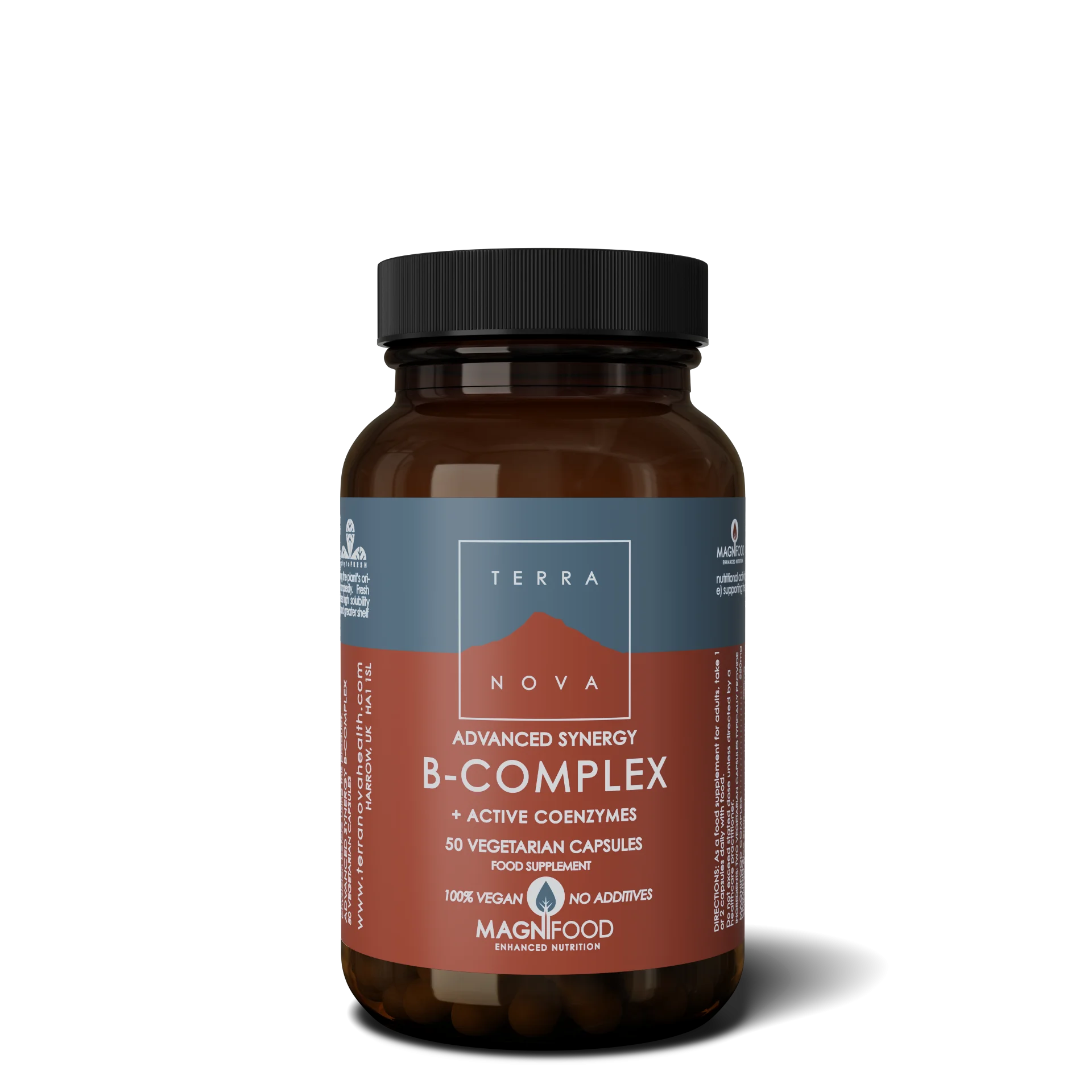 Terranova Health Advanced Synergy B-Komplex (50 Kapseln) - angereichert mit Kräutern und Adaptogenen