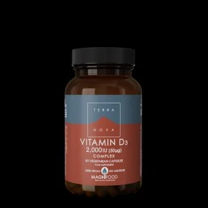 Terranova Health Vitamin D3 2000 I.E. Komplex (50 Kapseln) - gewonnen aus Flechten