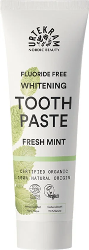 Urtekram Bleaching-Zahnpasta mit BIO-Minze (75 ml) – mit frischem Minzgeschmack