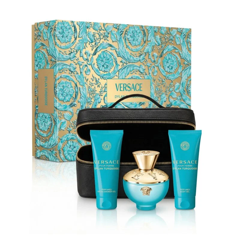Pour Femme Dylan Turquoise Eau de Toilette für Damen + Duschgel 100 ml + Bodygel 100 ml + Kosmetiktasche