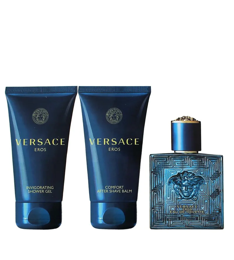 Eros Geschenkset 50 ml + Duschgel 50 ml + Aftershave-Balsam Eau de Toilette für Herren