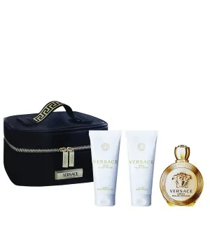 Versace Eros Pour Femme Geschenkset + Körperlotion 100 ml + Duschgel 100 ml + Kosmetiktasche Eau de Parfum für Damen