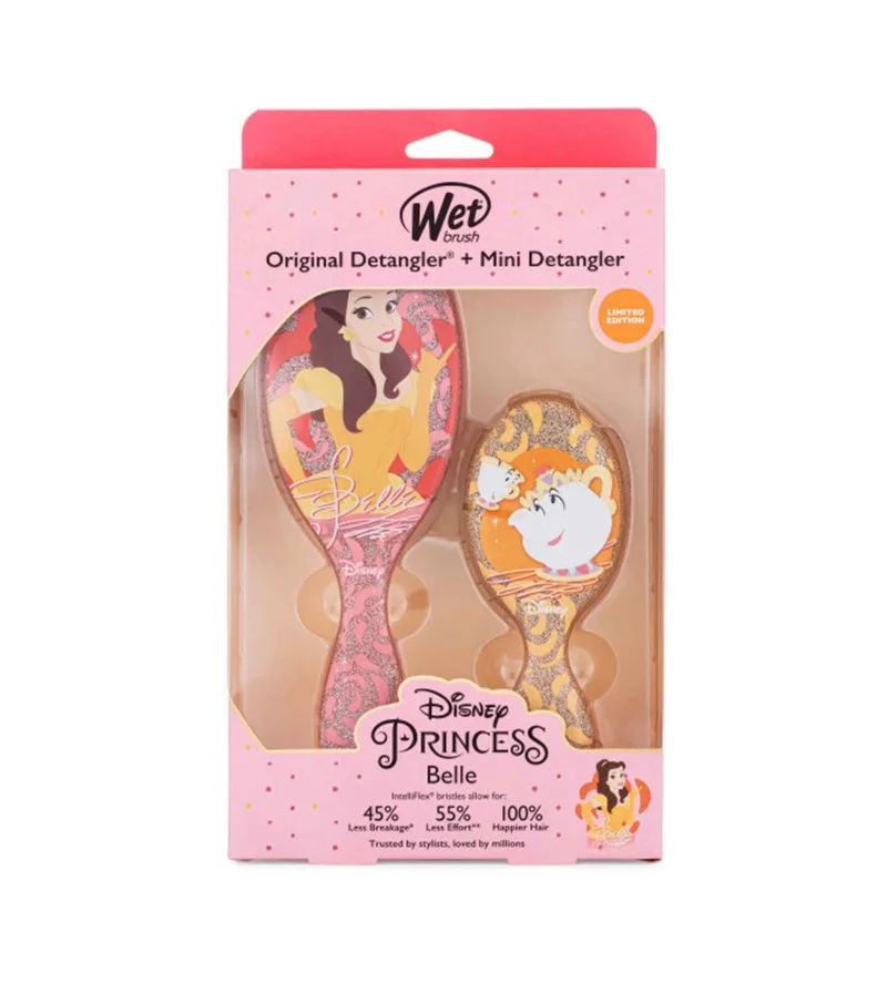 Disney Princess Belle Kit Geschenkset Haarbürste Original Detangler + Haarbürste Mini Detangler
