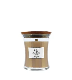 WoodWick Glas klein/Cashmere Duftkerze mit Holzdocht 85 g