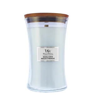 WoodWick Magnolia Birch Duftkerze mit Holzdocht für Männer