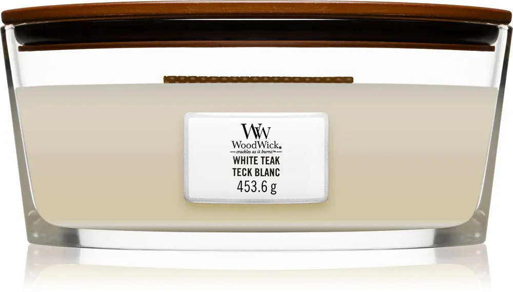 White Teak Duftkerze mit Holzdocht 453,6 g
