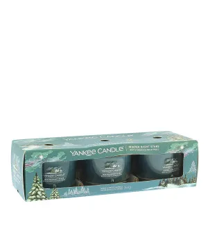 Yankee Candle Winter Night Stars Votivkerze im Glas 3 x 37 g