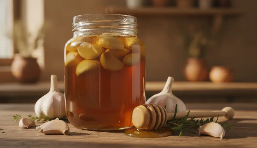 # Wie man fermentierte Knoblauchzehen in Honig zubereitet