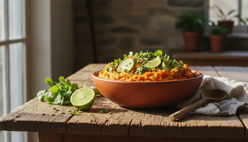 Einfaches Rezept für Süßkartoffelpüree mit Limette und Koriander