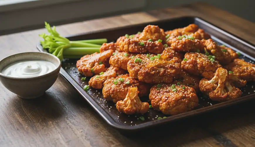 Knusprige pikante Blumenkohl-Wings aus dem Ofen mit Marinade