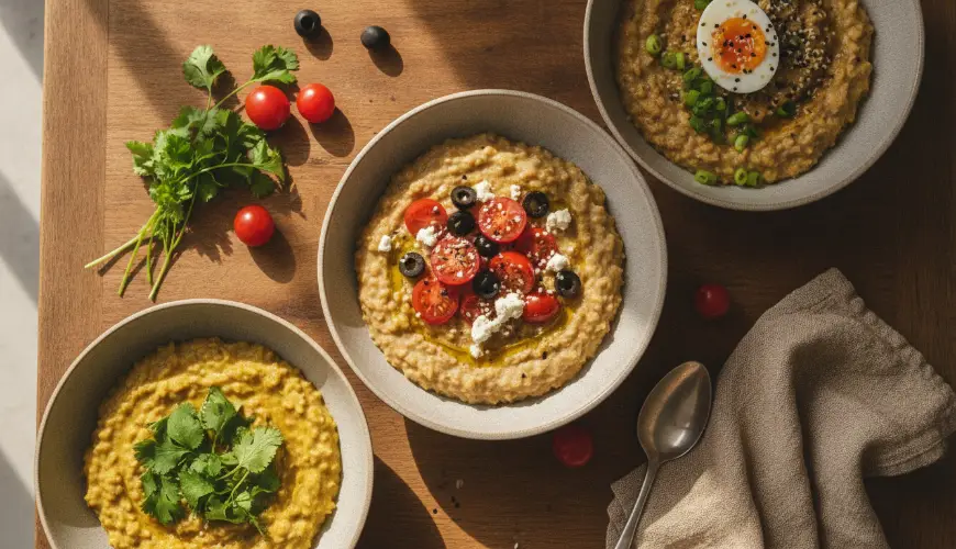 Salzige Haferbrei-Gerichte inspiriert von kulinarischen Traditionen
