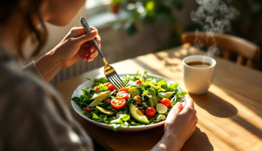 Richtiges und gesundes Verdauen beginnt am Tisch, wenn Sie bewusst und langsam essen.