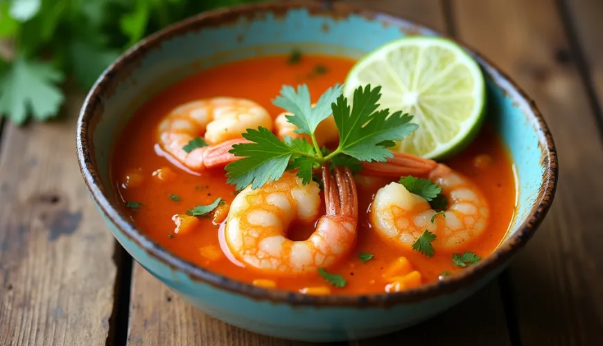 Thailändische Suppe mit Garnelen als perfektes Familienritual