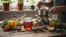 Kräuterapotheke, die Sie zu Hause selbst herstellen