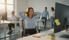 Übungen im Sitzen am Schreibtisch können Sie auch während einer Besprechung durchführen