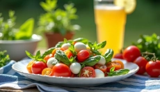 Wie man einen perfekten Gemüsesalat mit Mozzarella und Cherrytomaten zubereitet
