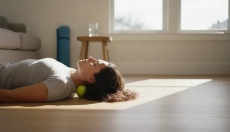 Versuchen Sie die Nackenlösung mit einem Tennisball