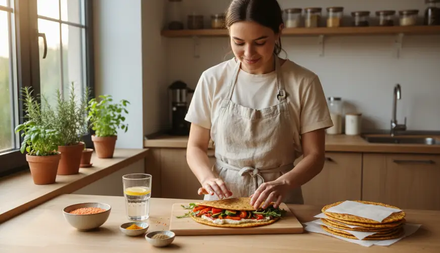 Vyzkoušejte hausgemachte Wraps aus roten Linsen